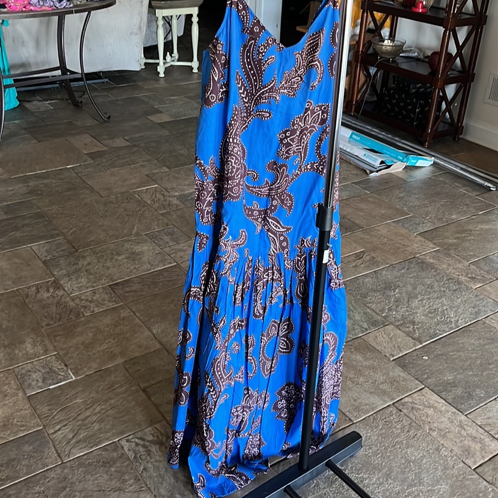 NWT Anthropologie Plus 1X Blue and Brown Dress